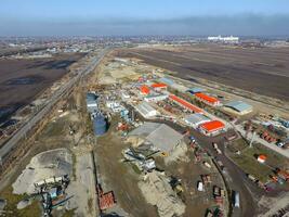 voor weg reparatie fabriek. de plaats met gebouw materialen voor de foto