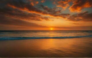 ai gegenereerd een mooi zonsondergang over- de oceaan met golven foto