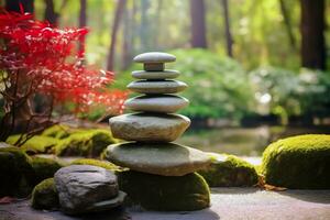 ai gegenereerd minimalistische zen Japans tuin voor geestelijk meditatie en ontspanning foto