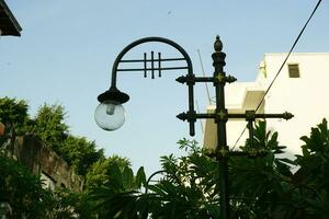 wijnoogst lamp decoratie. retro straat licht apparatuur. foto
