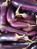 stapel van aubergine. groente teken en symbool. foto