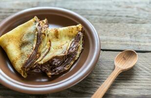 pannenkoeken met chocoladeroom foto