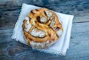 vulkaan brood vlak leggen foto