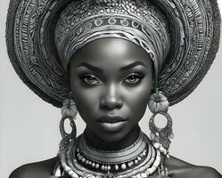 ai gegenereerd mooi portret van Afrikaanse vrouw foto