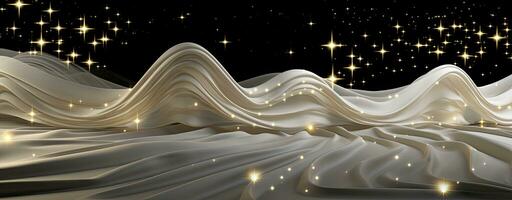 ai gegenereerd luxueus satijn golven met glinsterende sterren elegant nacht ontwerp foto