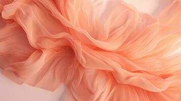ai gegenereerd abstract zijde draperie in perzik dons, kleur van elegantie. foto