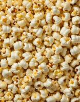 ai gegenereerd popcorn kommen Aan wit tafel, generatief ai foto