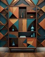 ai gegenereerd modern elegant houten kabinet foto