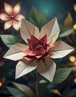 ai gegenereerd kleurrijk origami bloem foto