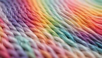 ai gegenereerd regenboog gekleurde draad spoel detailopname, generatief ai foto