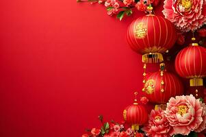 ai gegenereerd patroon kunst achtergrond van Chinese nieuw jaar festival foto