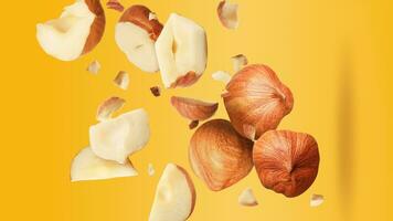 biologisch bruin hazelnoten. heerlijk gezond noten, concept voor ontwerp. fijnproever ingrediënten voor culinaire creaties, herfst oogst tussendoortje foto