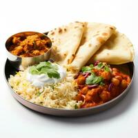 Indisch stijl voedsel maaltijd lunch in wit achtergrond foto