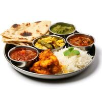 Indisch stijl voedsel maaltijd lunch in wit achtergrond foto