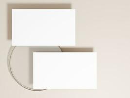 blanco bedrijf kaart mockup met minimalistische bruin achtergrond foto