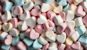 ai gegenereerd een groot stapel van kleurrijk marshmallows foto