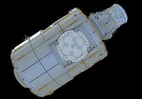 onderhoud module van iss Internationale ruimte station 3d renderen Aan zwart achtergrond foto