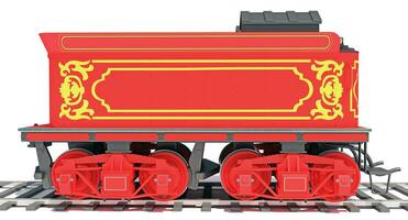 stoom- locomotief trein inschrijving 3d renderen Aan wit achtergrond foto