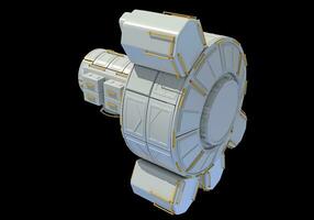 onderhoud module van iss Internationale ruimte station 3d renderen Aan zwart achtergrond foto