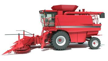 combineren oogstmachine boerderij uitrusting 3d renderen Aan wit achtergrond foto