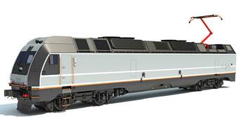locomotief trein 3d renderen Aan wit achtergrond foto