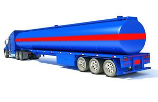 zwaar vrachtauto met tank aanhangwagen 3d renderen Aan wit achtergrond foto