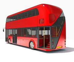 dubbele decker stad bus 3d renderen Aan wit achtergrond foto