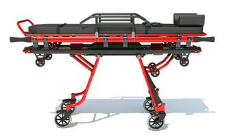 medisch brancard trolley 3d renderen Aan wit achtergrond foto