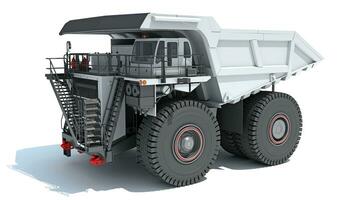 mijnbouw dump vrachtauto zwaar bouw machinerie 3d renderen Aan wit achtergrond foto