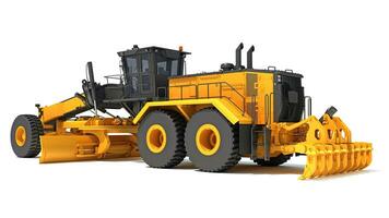 motor grader zwaar bouw machinerie 3d renderen Aan wit achtergrond foto