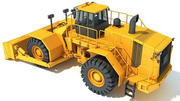 wiel bulldozer zwaar bouw machinerie 3d renderen Aan wit achtergrond foto