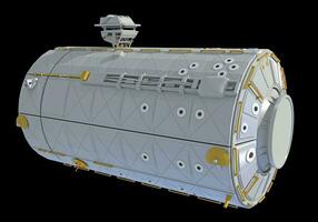 onderhoud module van iss Internationale ruimte station 3d renderen Aan zwart achtergrond foto