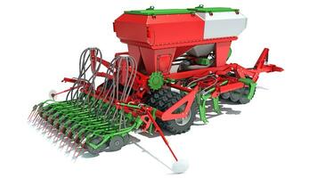 zaaimachine planter boren machine boerderij uitrusting 3d renderen Aan wit achtergrond foto