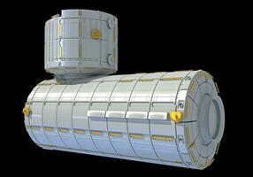 onderhoud module van iss Internationale ruimte station 3d renderen Aan zwart achtergrond foto