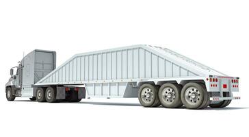 vrachtauto met bodem dump aanhangwagen 3d renderen Aan wit achtergrond foto