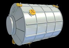 onderhoud module van iss Internationale ruimte station 3d renderen Aan zwart achtergrond foto