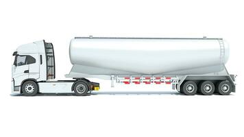 semi vrachtauto met tank aanhangwagen 3d renderen Aan wit achtergrond foto