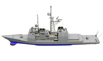 leger vaartuig raket kruiser oorlogsschip 3d renderen Aan wit achtergrond foto