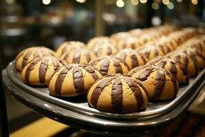 ai gegenereerd chocola koekje genot Aan Scherm, wenkende klanten Bij lokaal op te slaan foto