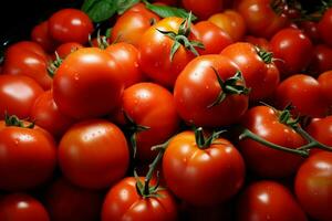 ai gegenereerd barsten lade een verscheidenheid van rijp, kleurrijk tomaten in overvloed foto