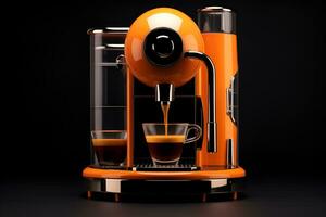 ai gegenereerd modern elegant oranje koffie machine met americano koffie wezen bereid foto