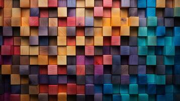 ai gegenereerd kleurrijk houten blok stukken, mooi hout vezel foto