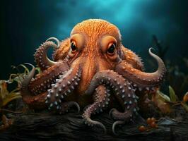 ai gegenereerd dichtbij omhoog van een Octopus onderwater. generatief ai foto