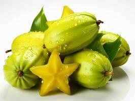 ai gegenereerd vers carambola fruit met water druppels. ster fruit. generatief ai foto