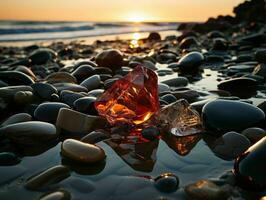 ai gegenereerd glimmend zee glas Aan de strand. edelsteen. generatief ai foto