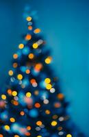 Kerstmis boom wazig bokeh achtergrond foto