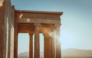 oude ruïnes van een kolommen in Griekenland foto