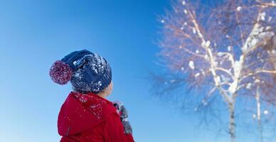 weinig meisje genieten van winter visie foto