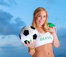 gelukkig ventilator van braziliaans Amerikaans voetbal team foto