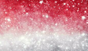 ai gegenereerd Kerstmis achtergrond met sneeuwvlokken en sterren Aan een rood achtergrond. foto